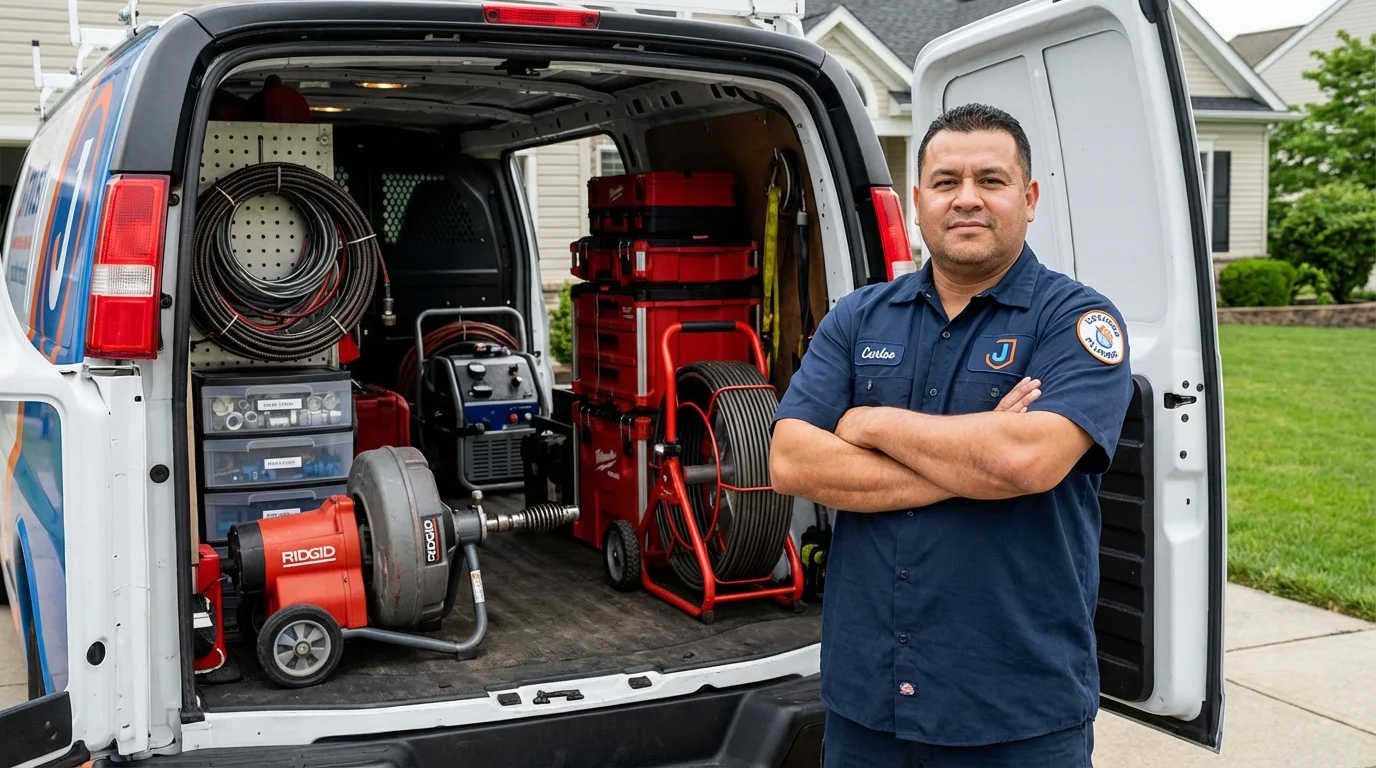 Professional drain cleaning equipment and Johns Plumbing LLC plumber in Victoria